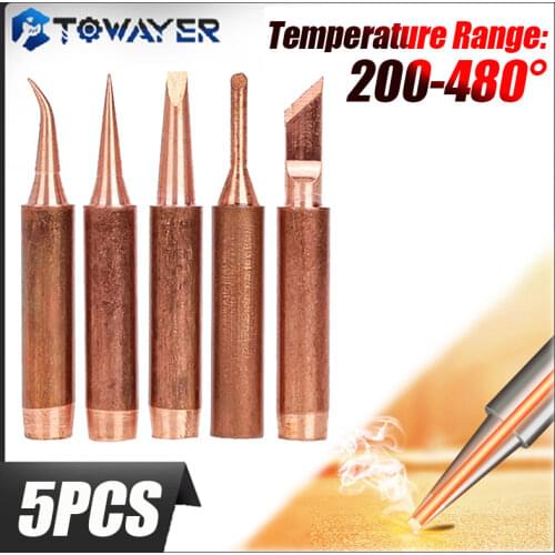 Towayer 5pcs Pure Copper Lead-free 900M-T-K Soldering Iron Tip Soldering Iron Tip for Soldering Rework Station Soldering Tools