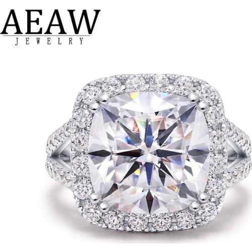 Cushion Moissanite Engagement Ring main 3ct Stuning DF color White Stone Color solid 14K white Gold Rings Jewelry for Women