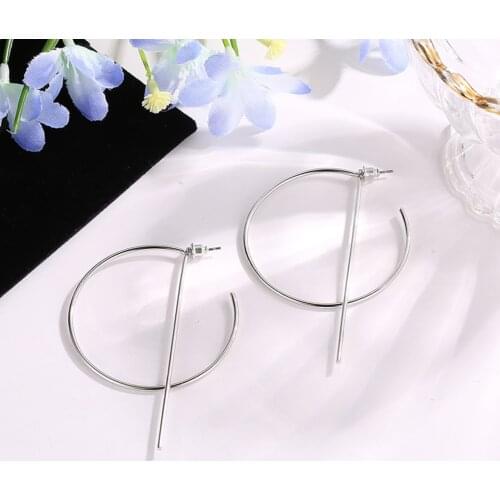 Simple Style Geometric Round Earings Gold Silver Color C Shape For Wedding Prom Jewelry