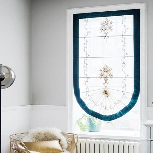 Sheer Roman Blinds Window Curtains Light Filtering Fabric Model RM106 Designs Manual Chain Control Customize Size Finished