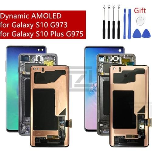 For Samsung Galaxy S10 lcd G973 S10 Plus G975 touch screen digitizer assembly with frame screen replacement repair parts