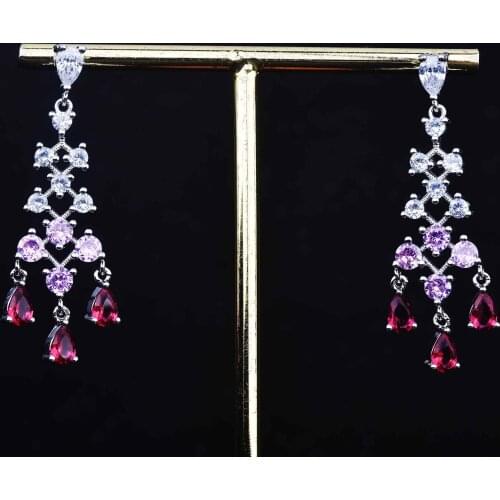 DIWENFU Red Ruby Bizuteria Drop Earring for Women Genuine 925 Sterling Silver Red Topaz Aros Mujer Oreja Gemstone Garnet Earring