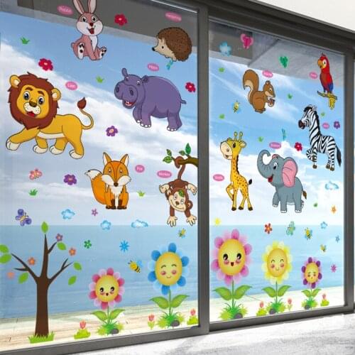 [SHIJUEHEZI] Sunflowers Plants Wall Stickers Vinyl DIY Animals Wall Decals for Living Room Kids Bedroom Nursery House Decoration