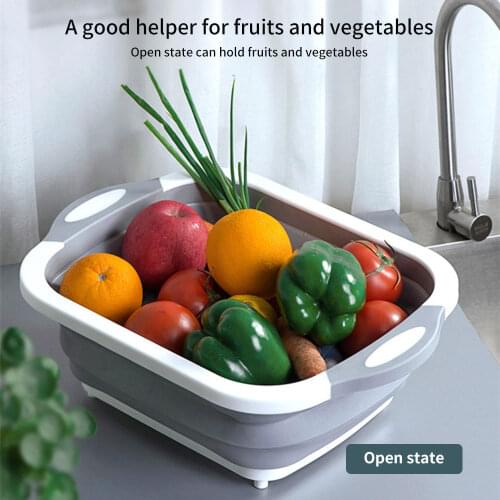 Foldable Multi-Function Chopping /Cutting Board Collapsible Colander Vegetable Fruit Washing Basket Bowl Kitchen Organizer Tool