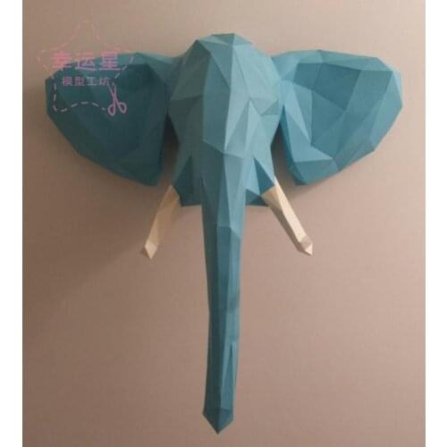 Elephant Wall Hanging 3D Paper Model DIY Hand-made Paper Model Toys
