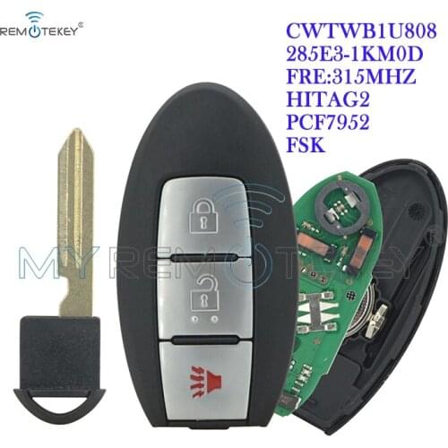 Remtekey 285E3-1KM0D smart key 3 button 315MHZ FSK HITAG-2 PCF7952 chip CWTWB1U808 for Nissan Cube Juke 2013