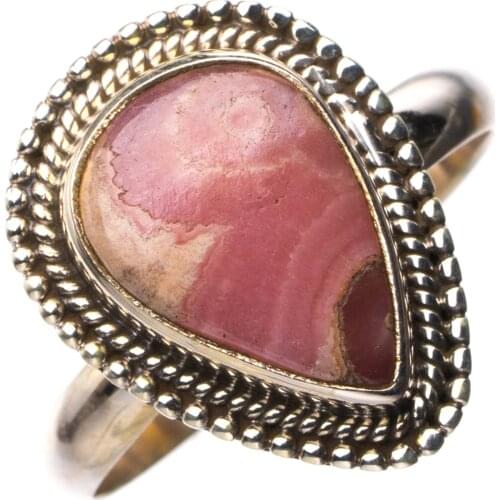 StarGems Natural Rhodochrosite Handmade 925 Sterling Silver Ring 8.25 E2567