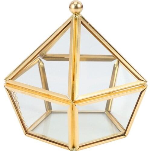 Glass Ring Box Wedding Jewelry Case Immortal Flower Glass Cover Creative Home Decoration