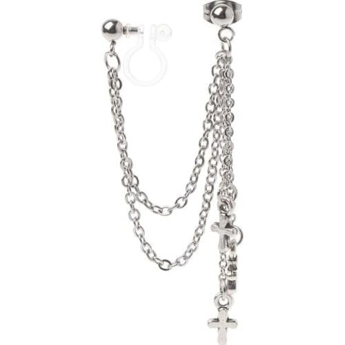 Titanium Steel Korean KPOP Bangtang Boys Cross Pendants Triple Chain Earring