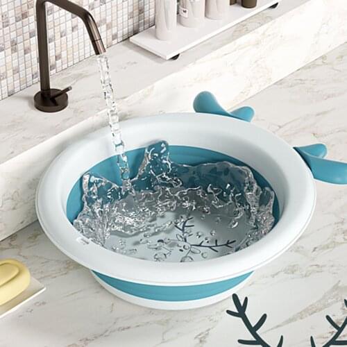 Newborn Baby Folding Household Children Cartoon Deer Pattern Foot Ass Wash Basin Non-toxic Portable Cute Baby Tub