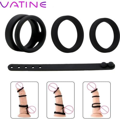 VATINE Penis Enlargement Cock Rings Chastity Cage Sex Toys for Man Silicone Penis Rings Delay Ejaculation Adult Sex Products