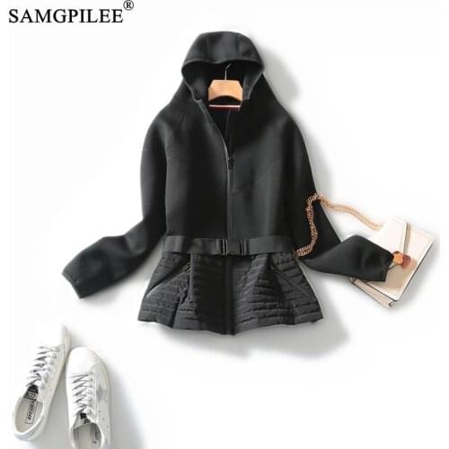 Windbreaker Women 2020 Winter Casual Full Sleeve Patchwork Zipper Slim Standard Hooded Collar Plus Size Jacket Autumn Women 3XL