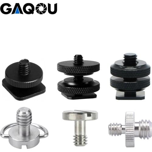 GAQOU 1/4" 3/8" Thread Screw Hot Shoe Mount Adapter Tripod Plate Screw EB Mount for Camera Flash Tripod Light Stand Metal