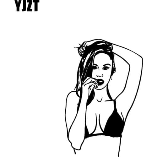 YJZT 9.9*15CM Car Sticker Hot Attractive Girl Black/Silver Vinyl Decal Fantastic Interesting Style High Quality C20-0485