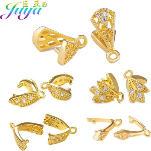 Juya Handicraft Clamp Pinch Clip Bail Charms Hooks Accessories For DIY Women Beads Crystal Agate Earring Necklace Jewelry Making