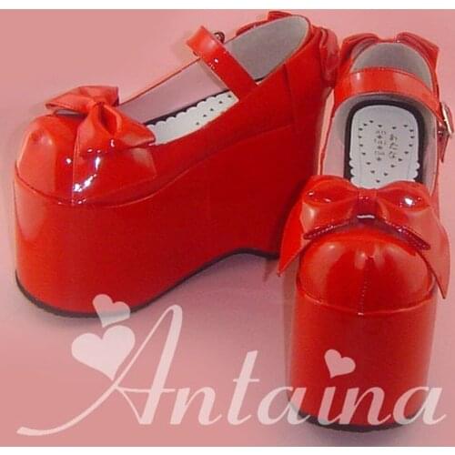 Punk Womens Gothic Lolita Sweet Bow Cosplay Shoes Super High Heels Pumps Platform Custom Made Pus Size Candy Colors New 2021