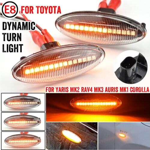 1 Pair LED Car Dynamic Side Marker Blinker Light Sequential Signal Lamp For Toyota Yaris COROLLA Mk1 E15 RAV4 Mk3 AURIS COROLLA