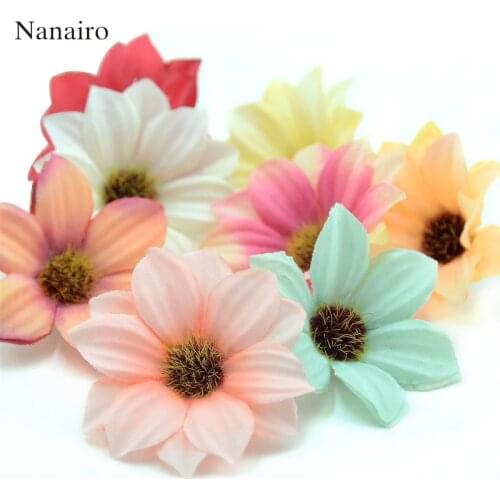 80PCs 6cm Gerbera Artificial Flower Home Party Decoration Scrapbooking Accessories Wreath DIY Head Cheap Craft Fake Flowers