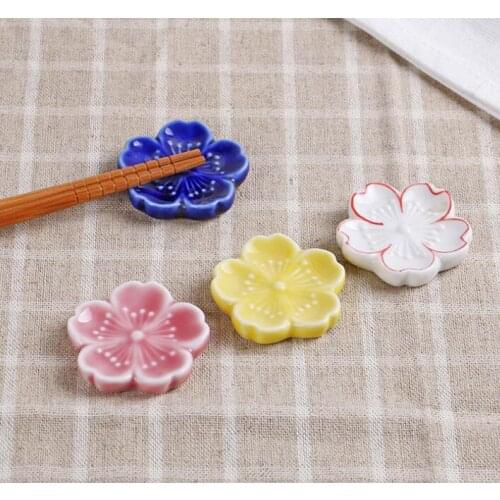 100pcs Durable Spoon Fork Knife Tableware Decoration Holders Sakura Flower Kitchen Chopstick Racks Ceramics Chopstick Holders#63