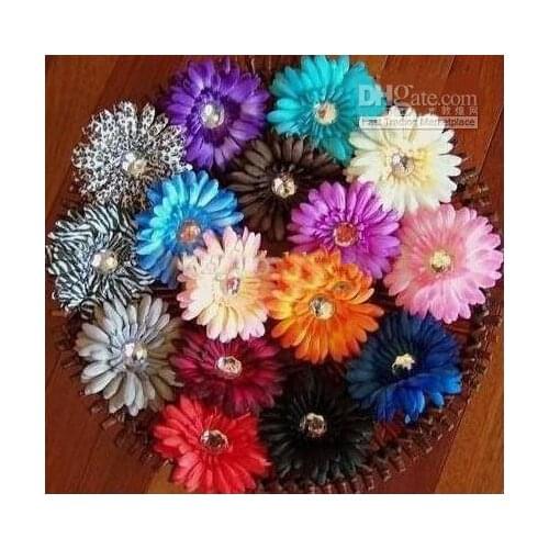 - 120pcs 4 Inch Baby Crystal Flower Hair Bow Clip 4'' Girl Gerbera Flowers 4Inch Hair Clips