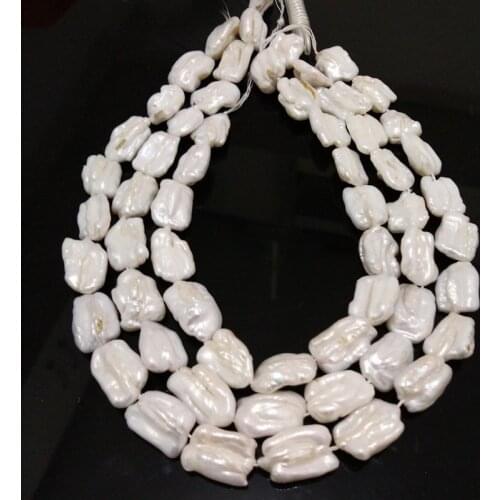 16 inches 20-25mm Natural White Cultured Freswater Baroque Biwa Pearl Loose Strand