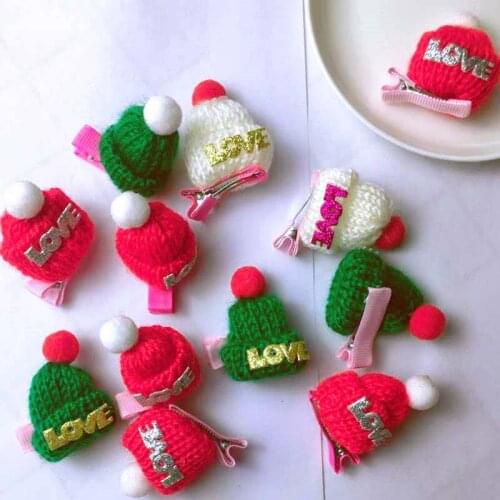2020 Dog Hair Clip Christmas Hairpin wool Hat Headwear Teddy Pet Headdress Accessories