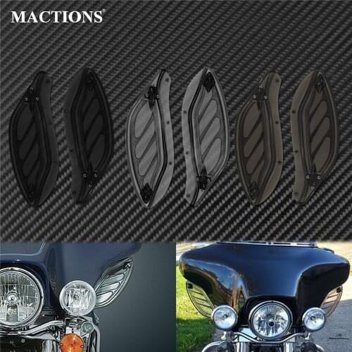 2xMotorcycle Adjustable Side Wing Fairing Windshield Air Deflector Black/Grey/Smoke For Harley Touring CVO Street Electra Glide