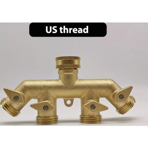 3/4"Solid Brass Garden Hose Adapter 4 Way Tap Connectors Distributor Switch