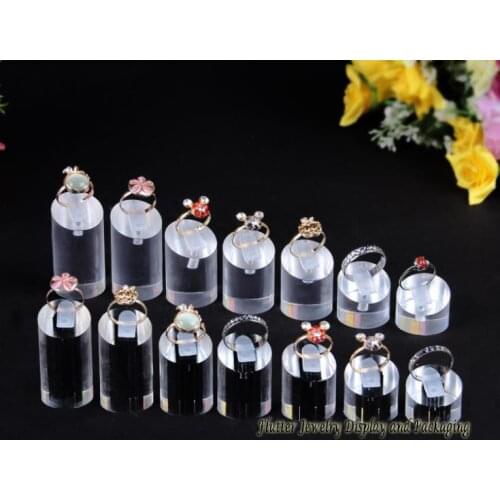 3sets/lot Black and Clear Round Acrylic Ring Display Stand Ring Holders Jewelry Display Organizer Props Showcase 7pcs/set