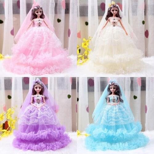 30cm Doll Set 45cm Wedding Dress Girl Gift Princess Children Toy Doll with 9 Movable Joints