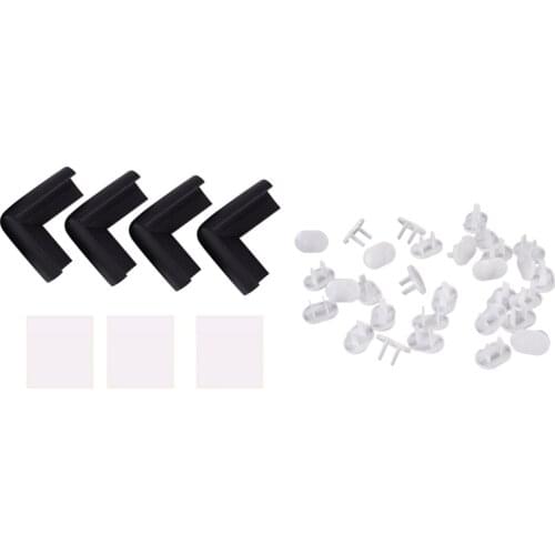 4 Pcs Child Baby Safety Desk Guard Corner Protector & 50 Pcs Anti Electric Shock Plugs Protector Cover Cap CNIM Hot