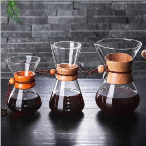 400ml 600ml 800ml Espresso Coffe Machine tea water Pot set Stainless Steel Filter Pot Resistant Glass Maker Coffee Pot