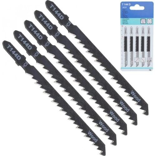 5pcs/set T144D 100mm High-carbon Steel Reciprocating Jig Saw Quick-Cutting Saw Blade for Wood / Plastic Cutting
