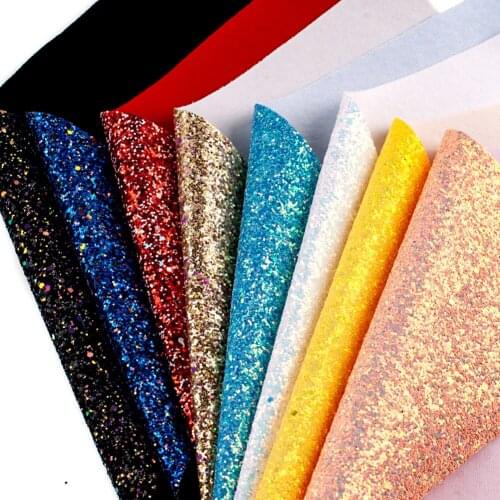 Shinly Chunky Glitter Leather 8pcs of set Solid Color Sheets A4 22*30cm or Ladys Kids Shoes Bags Hair Bows Toys