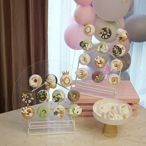 Acrylic Donuts Display Racks 11/12pcs Doughnuts Holder for Kids Birthday Christmas Wedding Party Dessert Tableware Donut Stands