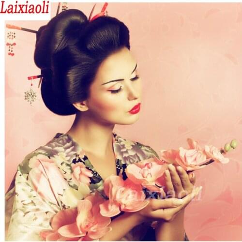 Full drill square/round DIY Diamond Painting japanese geisha girl orchid flower patterns bead Embroidery with 5D Diamonds Mosaic