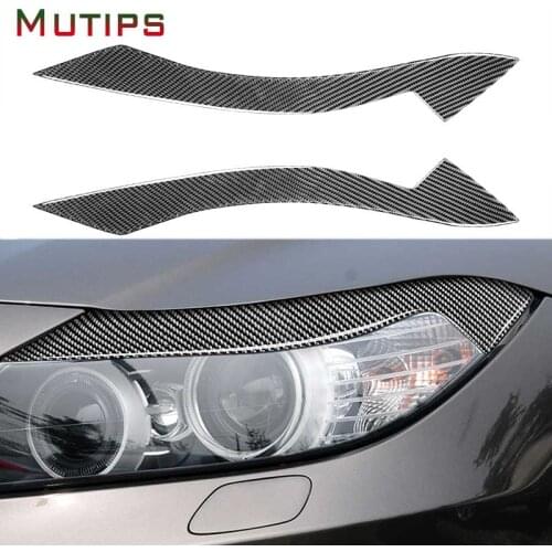 Mutips Car Front Headlight Eyebrow Eyelids Decals Stickers Cover Headlamp Protective Trim Carbon Fiber For BMW Z4 E89 2009-2015