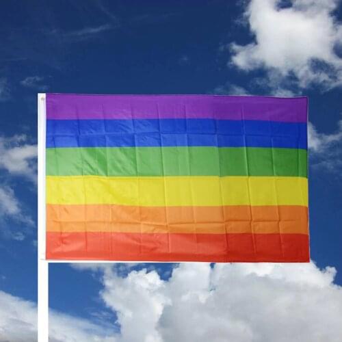1 Pcs 90cm*150cm Colorful Rainbow Flag Polyester Large Gay Pride Flag with Brass Grommets Banner Hanging Friendly LGBT Flag