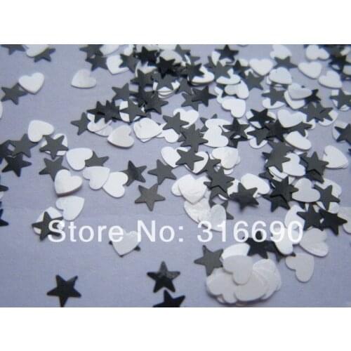 Black Star & white Heart glitter mix for DIY nail polish mixed nail glitter