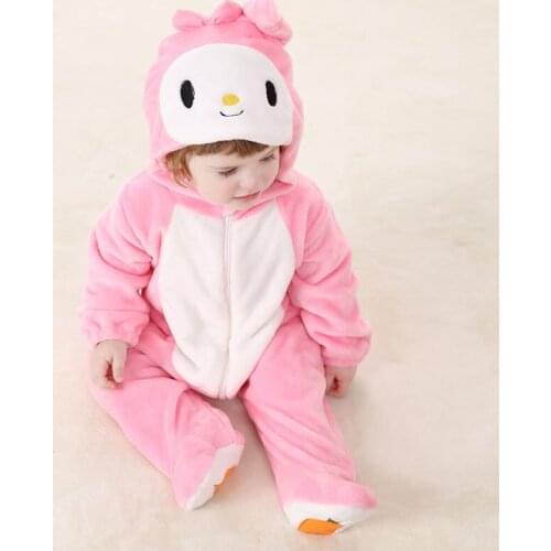 Newbore Baby Cute Pink Long Rompers Infant Baby Girl Boy Cartoon Hooded Baby Suits 0-2 Years Old Baby Clothing Free Drop Ship