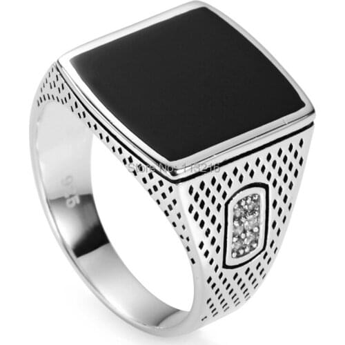 Eulonvan Fashion Engagement Wedding jewelry 925 sterling Silver rings Black enamel Christmas gifts accessories S-3783 size 6-13