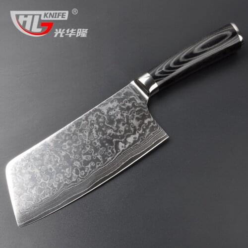 GHL 6.5 Inch Japanese Damascus VG10 Steel Cleaver Knife Chopping Knife Chef Knife Cutter Slicing kitchen knives Cooking Tool