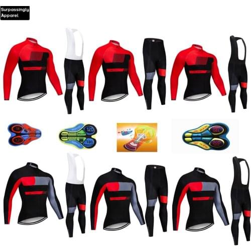 2019 Pro Long Sleeve Racing Team Cycling Jersey Set Breathable 9D Pad Sportswear Mountain Bicycle Bike Suit Cycling Clothing Set