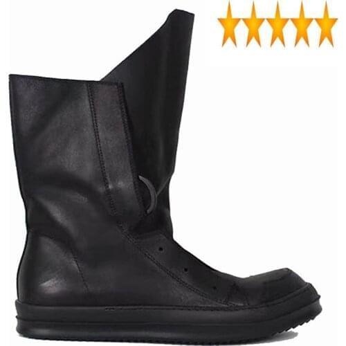 Shoes Platform Men High-TOP Casual Handmade Classic Boots New Gothic Luxury Trainers Genuine Leather Lace-up Zip Flats Sneakers