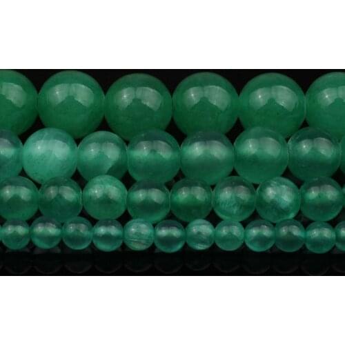 4/6/8/10mm Smooth Green Jades Stone Beads Round Loose Beads For Jewellery Making Diy Bracelet Necklace 15''/Strand