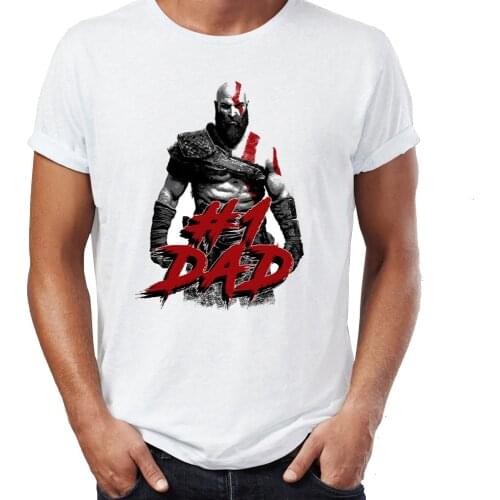 Summer Mens T-shirt Worlds Number 1 Dad Kratos The God Of War Gaming Badass Tshirt Cool Tees Tops Harajuku Streetwear