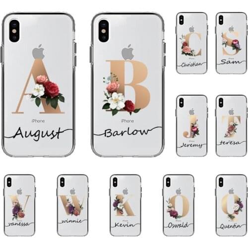 FHNBLJ Custom name Letter Monogram flower Matte Phone Case for iPhone 11 12 pro XS MAX 8 7 6 6S Plus X 5S SE 2020 XR case