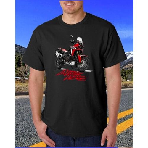 Fashion Japan Motorcycle Africa Twin CRF 1000 Adventure Black T-Shirts Tee Grey Tee Mens Print Tees Short Sleeve O-Neck