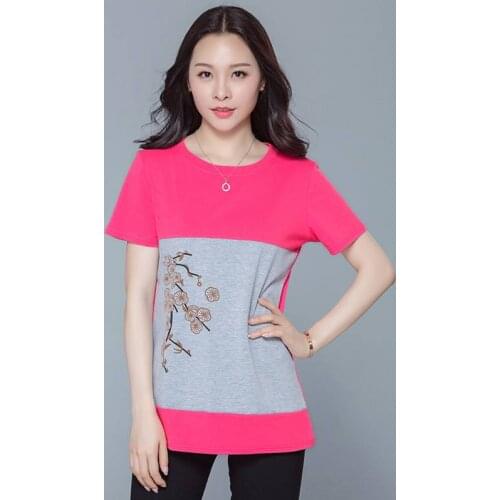 Fashion Logo Printing T Shirts Womens Short Sleeve Fashion 100% cotton Female T-Shirts red