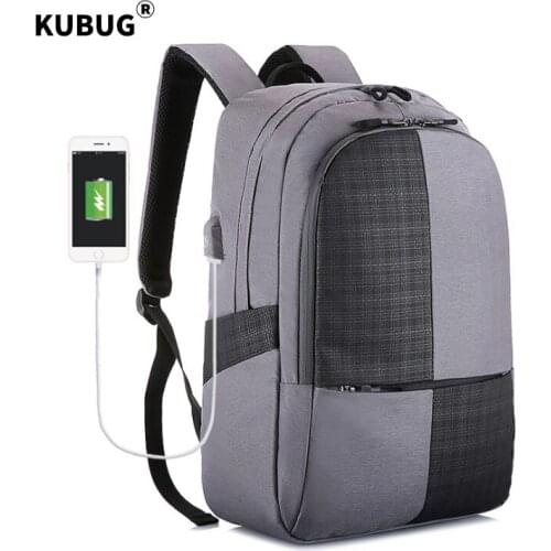 KUBUG Men Waterproof Nylon Backpacks Anti Theft Business Leisure USB Charging Laptop Backpack High Quality School Bag Travel Bag